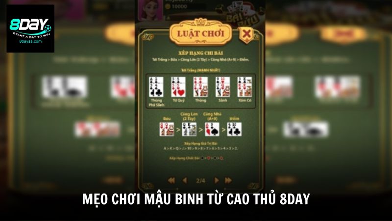 Mẹo chơi Mậu Binh từ cao thủ 8DAY
